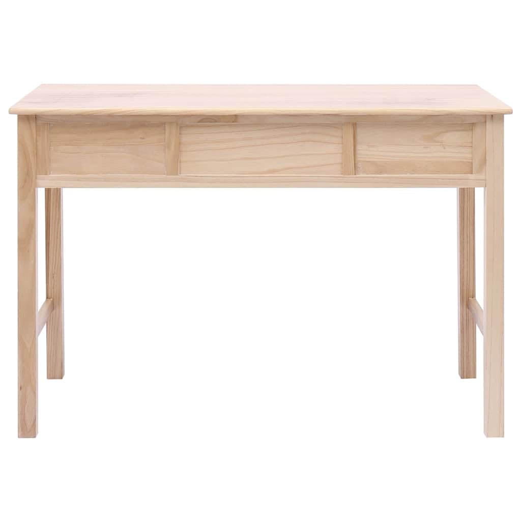 Scrivania in legno naturale, 110 x 45 x 76 cm, con 2 cassetti e scomparto