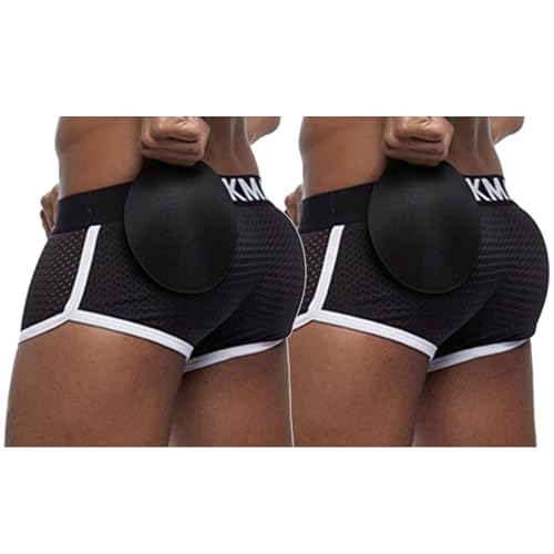 JOCKMAIL Men's Boxer Briefs Mens Padded Boxer Brief Underwear with Hip Pad Enhancing Buttcocks Boxer Briefs