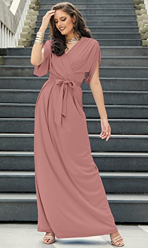 Image of KOH KOH Womens Long Pleated Flowy Modest Evening Wedding Guest Maxi Dress