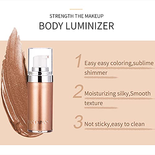 Yeweian Face Body Luminizer, Liquid Highlighter Makeup, Face Body Shimmer Glow Illuminator, Bronzer Smooth Shine Shimmer Body Oil, Glitter Body Spray, Waterproof Moisturizing Body Highlighter (03#Bronze Gold) #TOP3