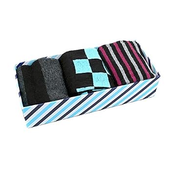 Apparel Men's Fancy Multi Color & Design Socks Striped Gift Box 3 Pairs Book