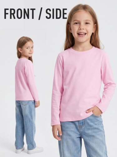 Poroka 5 Pack Girls Long Sleeve Shirts Kids Cotton Crew Neck Tops 5-16Y — 사진 5