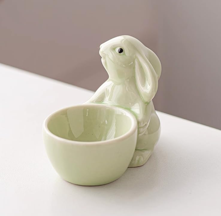 Escultura de Conejo Verde de cerámica Hecha a Mano Adorno para Hotel decoración del hogar Oficina Regalo de Boda