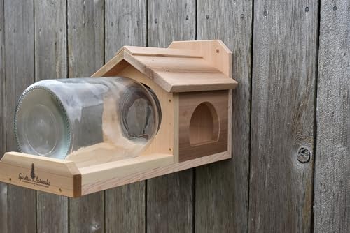 Squirrel Feeder Garden Artworks Squirrel Jar Feeder with One Gallon Glass Jar. Keep Your Squirrels Happy!