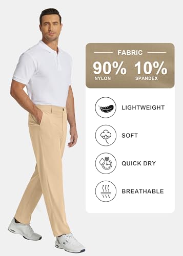 COOFANDY Men's Casual Pants Classic Fit Flat Front Pants Lightweight Elastic Waist Golf Trousers with Pockets - Image 4