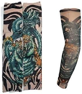 Amazon Co Jp 刺青 アームカバー ２個セット 両腕１セット Tt2 入れ墨隠し 入墨 ガイコツ 和彫り Tatoo 虎 タイガー 狼 龍 蛇 服 ファッション小物