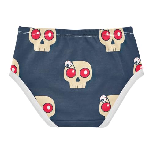 Cute Beige Skulls Navy Blue Little Girl Panties Girls Underwear Toddlers Cotton Fancy Kids Undies Briefs 2t2