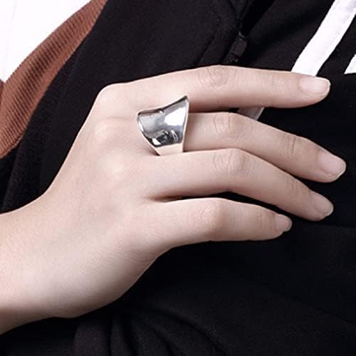 ASFKIPMF Full Finger Wide Band Chunky Ring for Women GirlsS925 Sterling Silver Cocktail Party Thumb Index Inclined Classic Dome Thumb Index Finger Ring Jewelry Gift for Women Girls Size T1/2