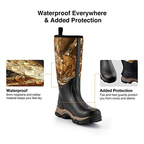 Tidewe Hunting Boot For Men, Insulated Waterproof Durable 16" Men's Hunting Boot, 6Mm Neoprene And Rubber Outdoor Boot Realtree Edge Camo Us Size 9 #TOP1