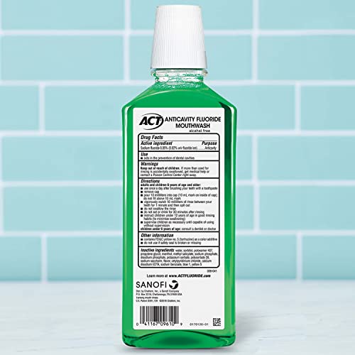 Act Total Care Zero Alcohol Anticavity Fluoride Mouthwash 18 Fl. Oz. Kills Bad Breath Germs, Fresh Mint #TOP1
