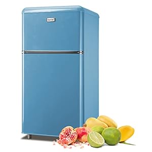 WANAI Compact Refrigerator 3.2 Cu.Ft Retro Dual Door Mini Fridge with Freezer Adjustable Remove Glass Shelves Small Refrigerator Suitable for Dorm Garage and Office