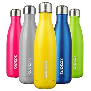 BJPKPK Insulated Sports Water Bottles -17oz/500ml -Stainless Steel, Keep cold for 24 Hours and hot for 12 Hours,BPA Free kids for School-Goldenrod