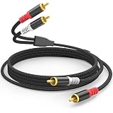 HOSONGIN RCA Audio Cable 10FT - Dual Shielded Noise Free Durable Braided Male to Male Long Audio Cord for Home Theater/Amplifier/Subwoofer/Speaker/Audio Receiver/Vinyl Record Player/SoundBar - 10 feet