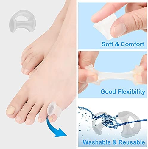 Gel Toe Separators, Pinky Toe Protector Spreader Small Silicone Toe Spacers, Cushions for Curled Overlapping Separate Toe Correct(Translucency Colour)