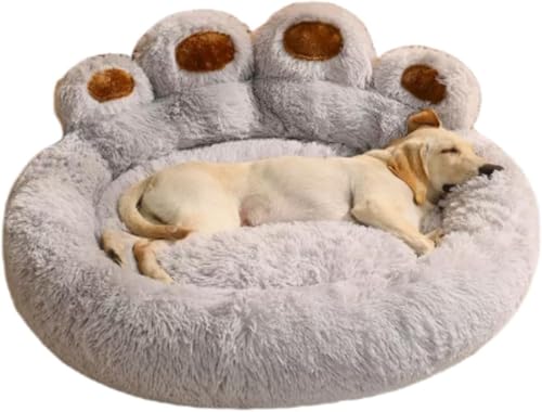 Wyazziv ペットベッド 犬 猫 通年 冬用 中綿増量 丸型 ドーナツ型 ペットクッション ペットソファ ふわふわ もこもこ もふもふ 寒さ対策 保温防寒 洗える 耐噛み 滑り止め 柔らかい おしゃれ 可愛い 犬猫グッズ (直径70cm,グレー)