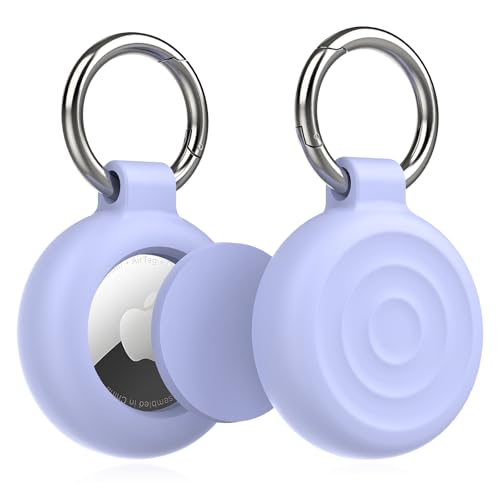 EIZLXQ Airtag Holder Keychain Case, 2-Pack Silicone Protective Cover with