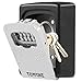 Key Lock Box Wall Mount - TOWOKE Waterproof Combination Key Safe Box for Outside, Zinc Alloy Key Storage Box with Resettable Code for House Spare Keys, 5 Key Capacity - Mounting Kit Included