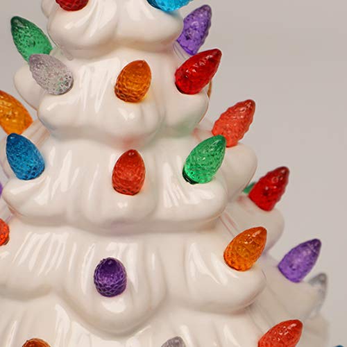 Blissun 10" Ceramic Christmas Tree, Tabletop Christmas Tree Lights Decorations with 54 Multicolored Lights and 7 Point Star Topper for Christmas Table Decorations, White by Blissun - Image 4