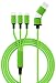 Produktbild smrter 5 in 1 Multi USB-Ladekabel mit USB, USB-C und Micro-USB, USB-C und 120 cm lang, Nylon und Aluminium, ultra robust (1 Stück, grün)