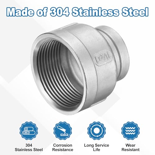 HARFINGTON Reducing Coupling 1-1/2"x1" NPT Female 304 Stainless Steel by HARFINGTON - Used condition - Image 5