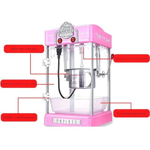 WBRSybUK Small Fully Automatic Popcorn Popper Maker, Commercial And Household Popcorn Machine, for Kids Parties Home Cinema,Pink - Image 3