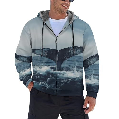 Veste polaire à fermeture éclair homme avec capuche chaude