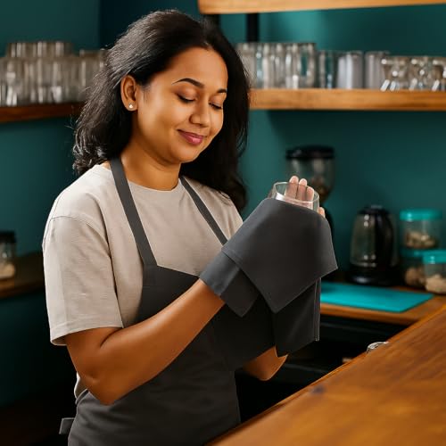 Image of 100% Cotton Dinner Napkins 20x20 Inch - 300 Thread Count Sateen Weave - Reusable, Soft & Durable Table Napkins - Dark Grey (Set of 6)