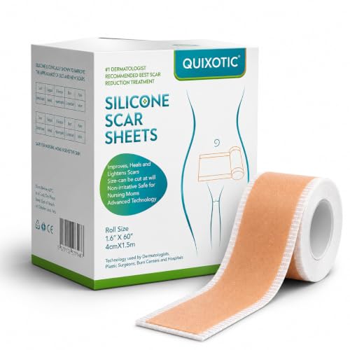 Image of QUIXOTIC Silicone Scar Sheets Tape Roll 1.5M | Reusable Silicone Strips for Scar Care | Surgical, C-Section, Tummy Tuck, Keloid & Acne Scars | Skin-Friendly (A1) (SKIN TONE)