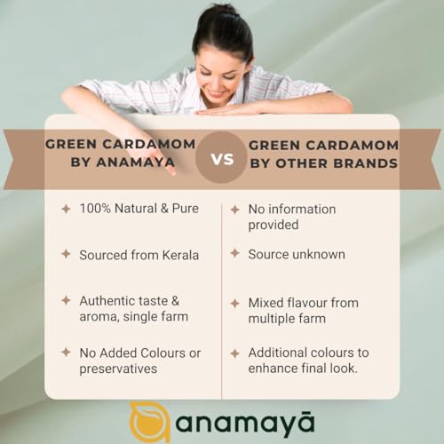 Image of Anamaya Elaichi | Cardamom | Green Cardamom Whole | 7 to 8 mm Big Size Bolts | Rich Aroma | Sourced from Kerala Farms | 100% Pure & Natural | 70 Gm | Packed in a reusable jar | Green Ilaichi