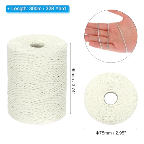 Image of PATIKIL Natural Cotton Raffia Yarn 328 Yard, Crochet Raffia Paper Ribbon for DIY Sun Hat Beach Bag Crochet Yarn Wrapping Knitting, Milk White
