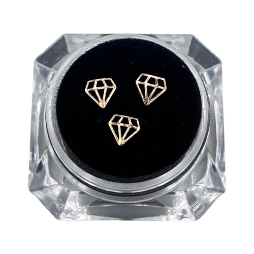 Image of Professional Dental Teeth Gem Ornament Kit /Tooth Whitening Studs with Gold Crystal Diamond-Shaped - Teeth Jewels /Jewelry Decoration Material for Women, Men (3PCS /Box, 0.2x0.2in, No Glue)