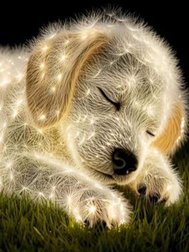 Kit broderie diamant 5D chien lumineux pour décorer le salon