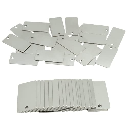 StayMax 50 Pack Rectangle Engraving Stamping Stainless Steel Blank Tags with One Hole