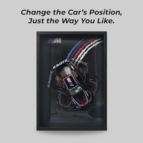 Image of CodersParadise - BMW M8 GTE 3D Car Frame Wall Art | 1:32 Die-Cast Metal Model Car with Wooden Display Frame | Detachable Miniature, Interchangeable Posters, Pull-Back Action, Lights & Opening Doors | Unique Gift for Cars Lovers & Home Decor