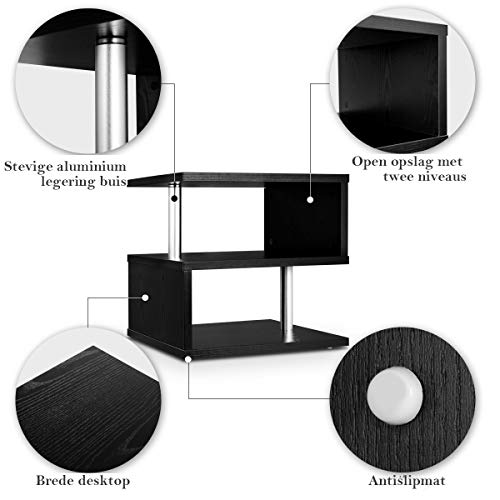 COSTWAY 3-laags bijzettafel bank, bank bijzettafel opbergrek van lage plank voor slaapkamerinrichting Woonkamermeubilair… - Image 6