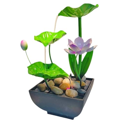Indoor Water Feature Water Fall Fountains Indoor Relaxing Flowing Fountains with Soft LED Lights Creative Landscape Ornament for Bedroom Living Room Office
