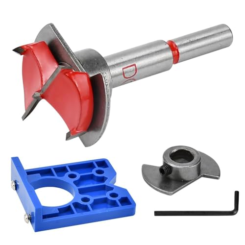 FuxFuis 35MM Charnière Perçage Gabarit,Guide Percage CharniereS Invisible Gabarit d'Alésage de CharnièrE avec Ouvre Trou de CharnièreS et 1 Clé pour Charnières de Placard et Plaques de Montage