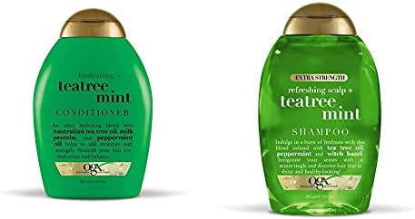 OGX Hydrating + Tea Tree Mint Conditioner, Nourishing & Invigorating Scalp Conditioner Extra Strength Refreshing Scalp + Teatree Mint Shampoo