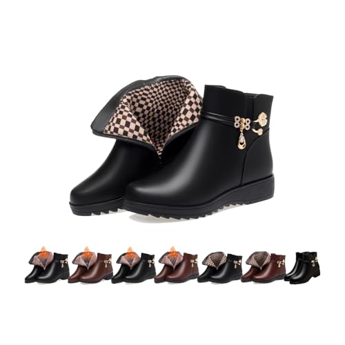 Women Winter Warm Low Block Heel Snow Booties - Women's