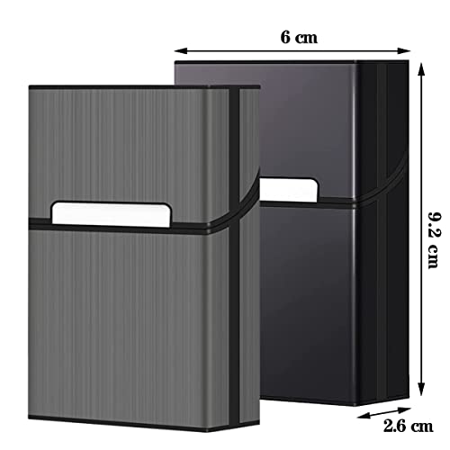 LiRiQi Zigarettenetui, 2 Stück Zigarettenbox Metall mit Magnetverschluss, Aluminium Zigarettenetui Zigarettenbox für 20 Zigaretten Zigarettenschachtel, Elegante Zigaretten Kasten (Grau, Schwarz)