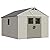 Patiowell 10x12 FT Outdoor Storage Shed with Floor and Lockable Door, All Weather Plastic Shed Garden Shed with Skylight and Multiple Windows for Backyard, Patio, Lawn, Beige