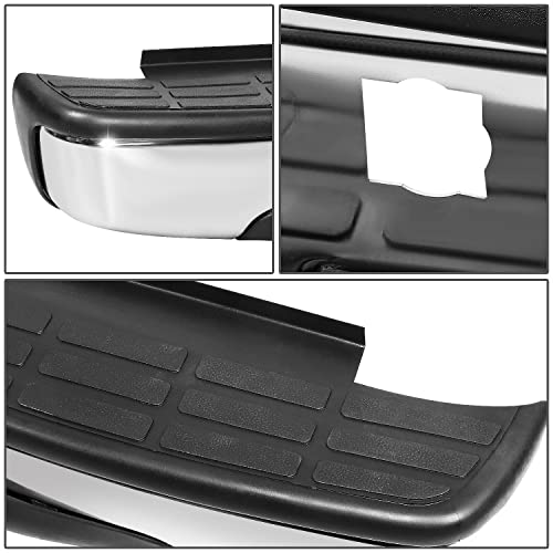 Dna Motoring Stepbum-10026 Rear Step Bumper W/O Parking Sensor Holes Compatible With 01-06 Silverado Sierra 2500 Hd / 3500, 07 Silverado Sierra 2500 Hd Classic / 3500 Classic, Chrome/Black #TOP3