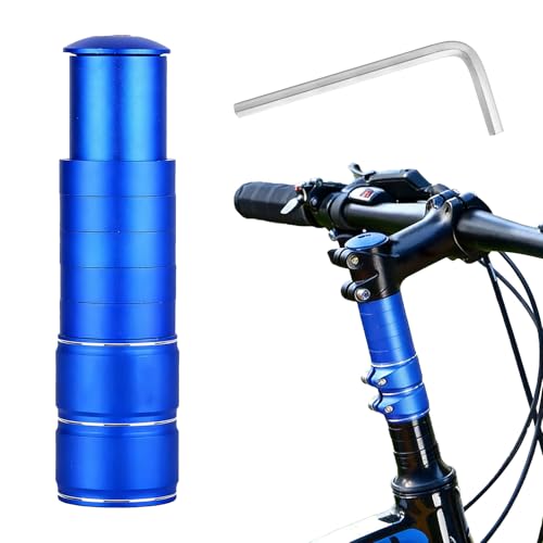 Rthynti Bike Stem Riser, 28.6mm Bike Stem Riser Extender, Bike Fork Stem Riser Bicycle Aluminum Alloy Bicycle Handlebar Raiser Adapter for Bicycle Cycling Mountain Bike MTB (Blue)
