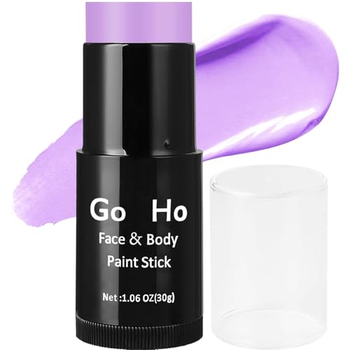 Go Ho Cream-Blendable Pastel Purple Face Paint Stick (1.06 Oz) Full-coverage Light Purple Body Paint Stick for Adults Children Halloween Cosplay SFX Ursula Makeup Waterproof