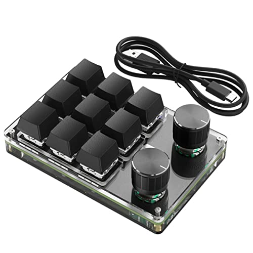 Brimford 9 Key Macro Mechanical Keyboard, Multifunctional Mechanical Gaming Keyboard Rgb One Handed Keypad, 2 Knobs 9 Fully Programmable Keys For Gaming, Media Function Keypad(Black Wireless) #TOP2