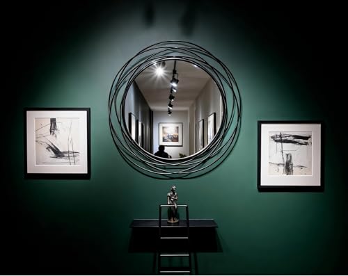 Artloge Black Circle Mirror 31.5in: Large Round Mirror Metal Wires Framed by Artloge - Used condition - US$85.00