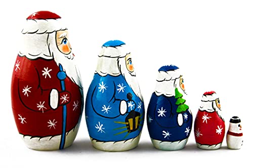 Aevvv Nesting Dolls Father Frost Set 5 Pcs - Russian Santa Claus - Ded Moroz #TOP1