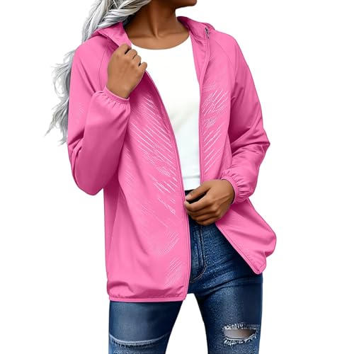 Light Rain Coats for Women Waterproof Jacket Lightweight for Women Windbreaker Coat Long Sleeve Full Zip Raincoat Ladies Hooded Windproof Softshell