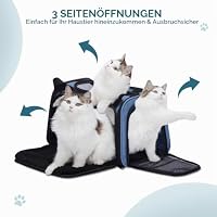 Petsfit Transportbox Katze kleine Hunde leicht Hundetasche Flugzeug für kleine Hunde Katzen Transporttasche Hundetragetasche,Tragetasche Hund Flugtasche mit Schutzgurt & erweiterbare Matte, S/Blau – Ansicht 5