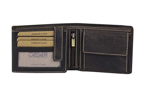 LEAS Scheintasche Geldbörse Natur im Querformat Echt-Leder, braun Vintage-Collection